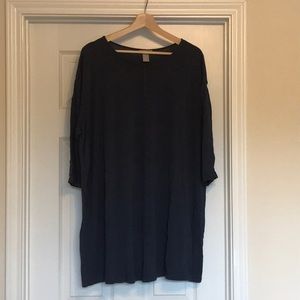 Dark Blue H&M 3/4 Sleeve Straight Line Dress 2X